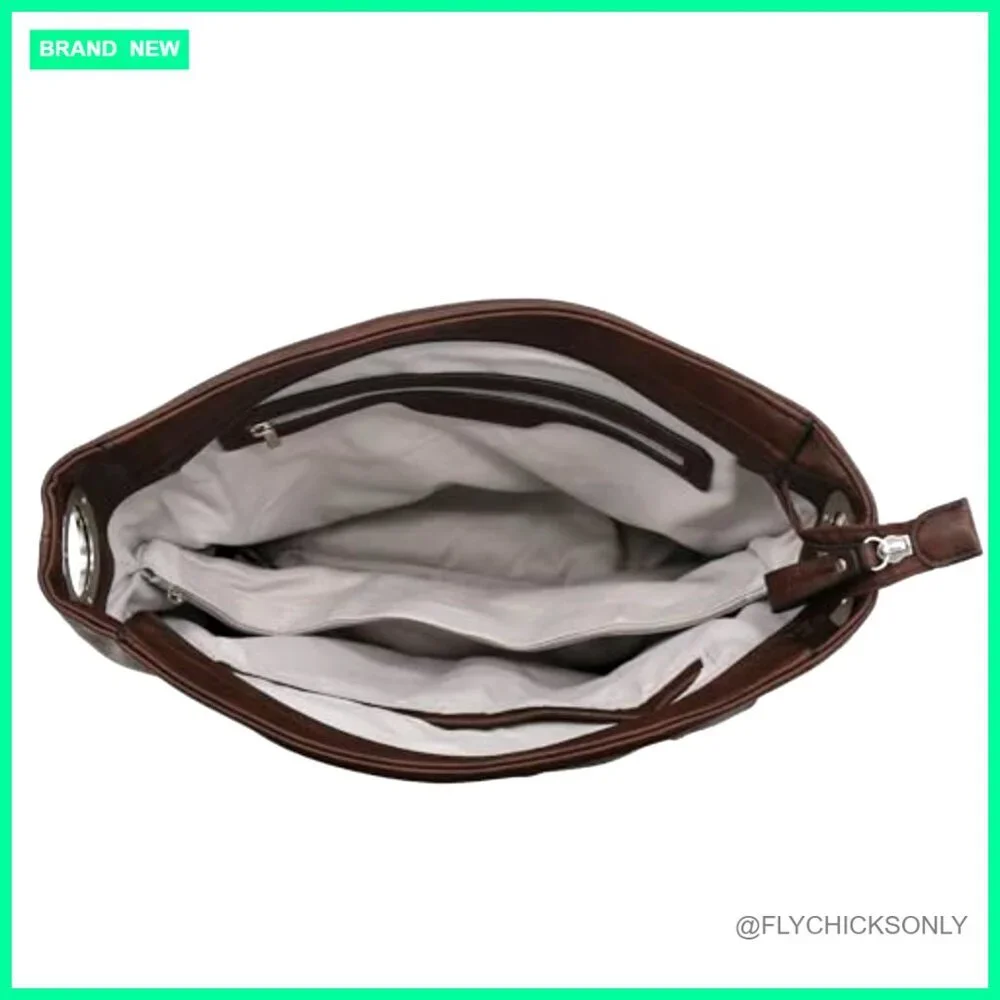 Large Faux Leather Hobo Shoulder Bag with Zipper Pockets and Detachable Strap